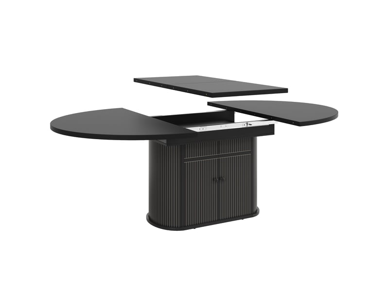  Table à manger extensible avec rangement 118 à 158x118 cm en mdf noir  - Conforama D