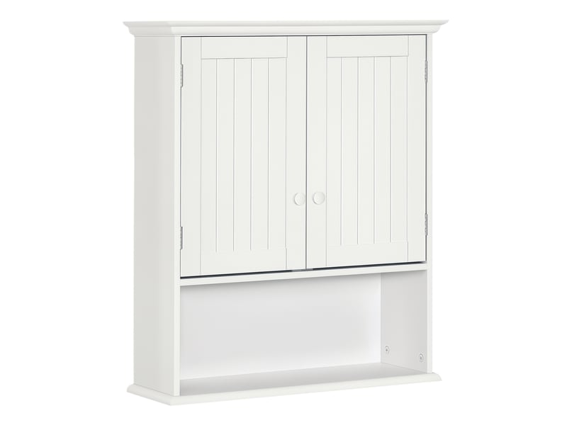  Armoire murale salle bain 2 portes, étagère réglable compartiment ouvert, 60×20×70,5cm, blanc, cuisine  - Conforama A