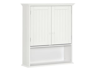 Armoire murale salle bain 2 portes, étagère réglable compartiment ouvert, 60×20×70,5cm, blanc, cuisine