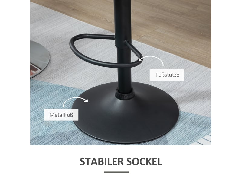  Lot de 2 tabourets de bar pivotants réglables en hauteur avec dossier et repose-pieds en polyester noir  - Conforama D