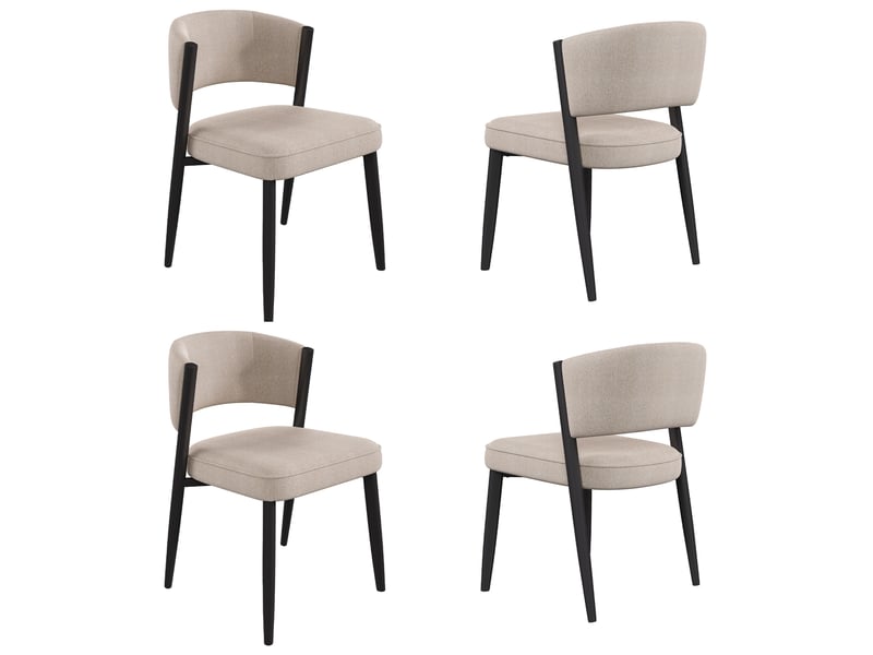  Lot de 4 chaises de salle à manger en tissu chenille taupe, 60x49x80 cm  - Conforama A