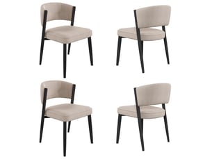 Lot de 4 chaises de salle à manger en tissu chenille taupe, 60x49x80 cm