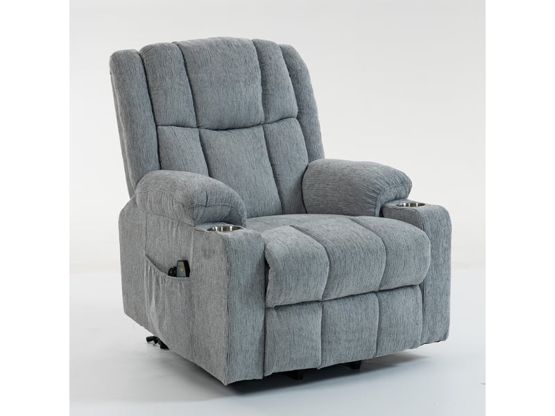  Fauteuil relax électrique en velours gris clair avec massage et fonction releveur W3478S00002 - Conforama B