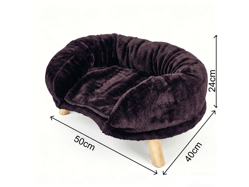 Canapé félin 50x40x24 cm – marron – bordure enveloppante antidérapante et entrée ouverte, repos confortable - Conforama B