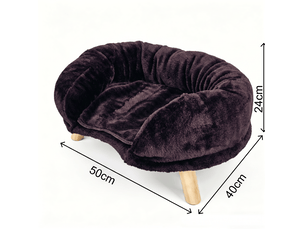 Canapé félin 50x40x24 cm – marron – bordure enveloppante antidérapante et entrée ouverte, repos confortable