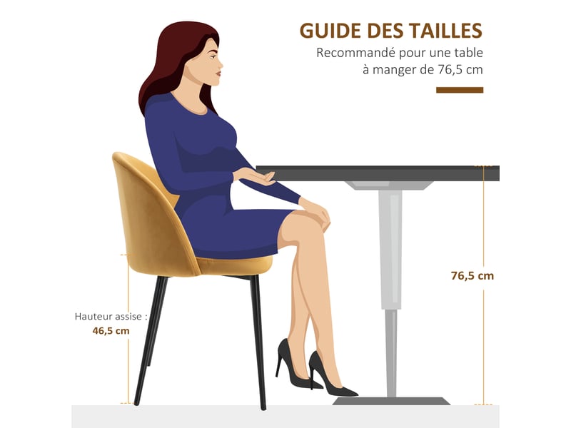 Lot de 4 chaises salle à manger chaise de cuisine scandinave chaise en velours rembourrée avec pieds effilés en métal, salle à manger, pour salon, multicolore - Conforama W
