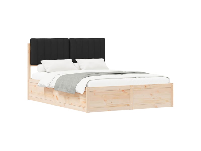 Lit double- lit adulte -  cadre de lit avec tête de lit rembourrée noir 140 x 190 cm  - Conforama A