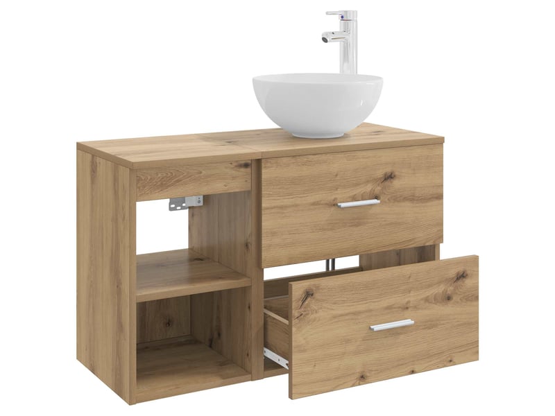  Ensemble de mobilier de salle de bain 2 pc chêne artisanal cf64054  - Conforama D