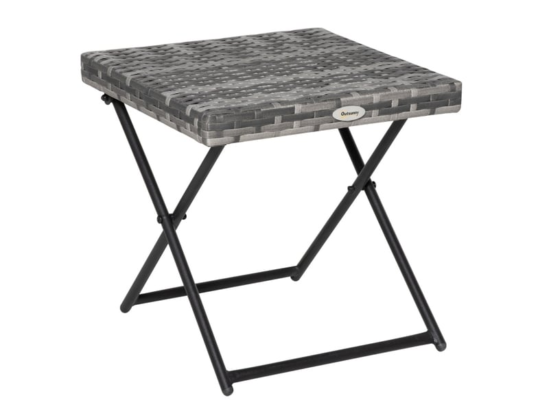 Table basse de jardin pliante en rotin synthétique gris 40x40x40 cm - Conforama A