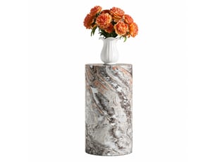 Table basse ronde effet marbre gris, bout de canapé minimaliste en mdf, ø30x55 cm, charge 90 kg, livré monté