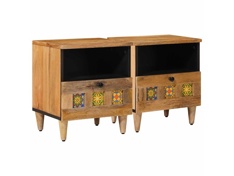  Table de chevet avec tiroir 2 pièces naturel 40 x 33 x 46 cm  - Conforama B