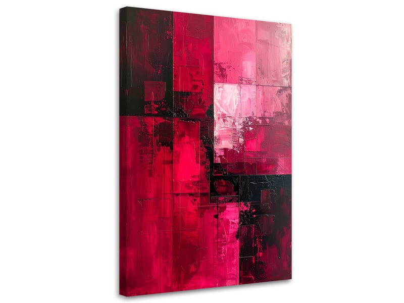  Tabelau sur toile, abstraction rose foncé avec détails noirs 20x30 1312614944 - Conforama A