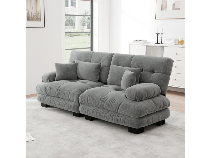  Canapé 2 places modenvie cloud en chenille gris 220 x 77 x 81 cm  - Conforama E