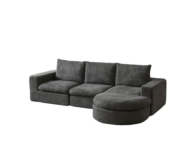  Canapé d’angle modulable 3 places en tissu chenille, méridienne réversible, 250 × 160 × 80 cm, gris  - Conforama A