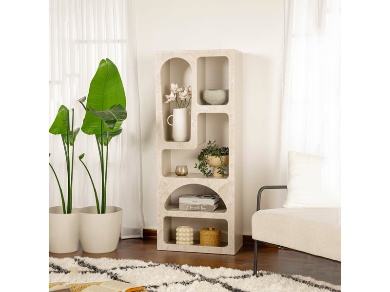  Bibliothèque arsenion, 6 étagères, 60x32x150h cm beige marbre Arsenion - Conforama B