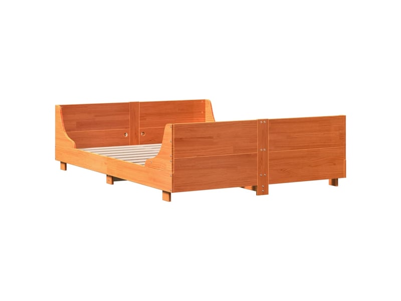  Lit double- lit adulte -  cadre de lit sans matelas  marron 135x190cm bois pin massif  - Conforama B