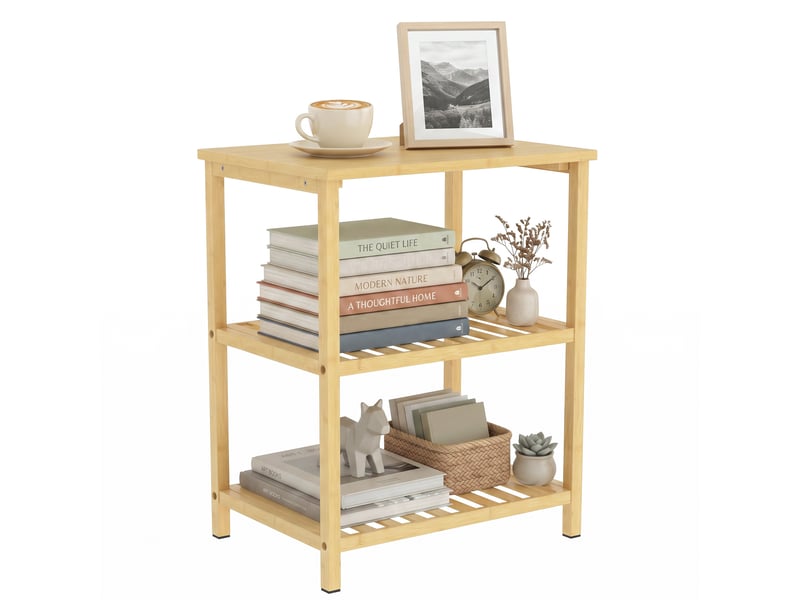  Table d'appoint 3 niveaux en bambou coloris naturel 40,6 x 30 x 50,5 cm  - Conforama A