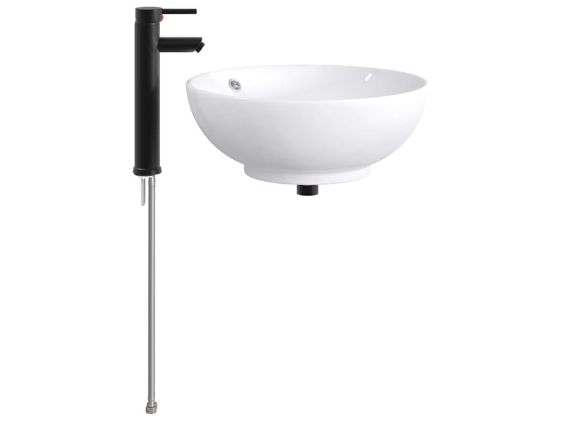  Lavabo de salle de bain avec robinet et drain noir mat shl1634  - Conforama E