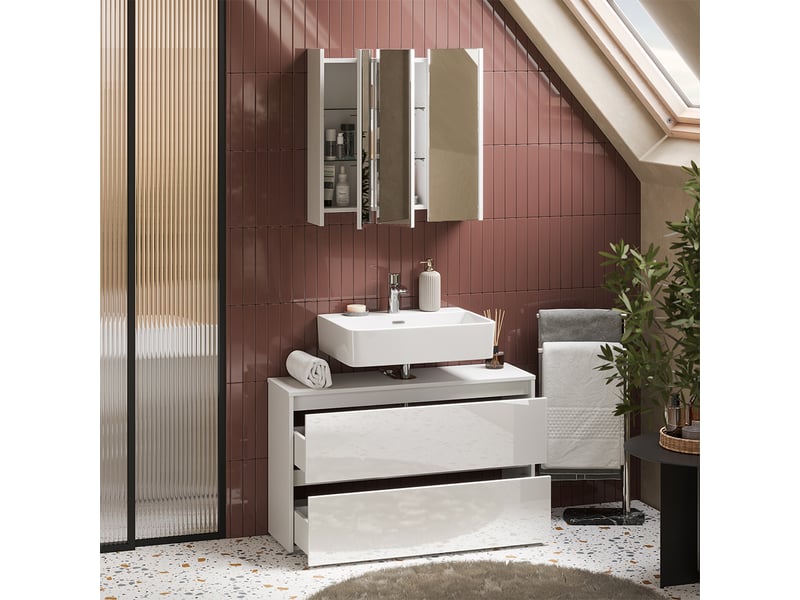  Vicco meubles bain, blanc haute brillanceblanc, 2 pièces  - Conforama E