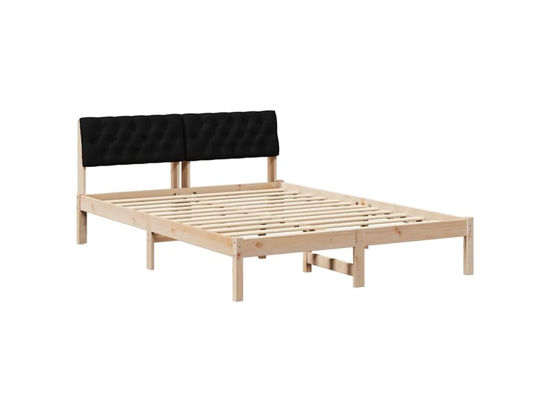 Lit double- lit adulte - cadre de lit marron et noir 140 x 200 cm bois massif en pin - Conforama A
