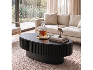 Table basse ovale coloris noir <strong>DESMIU</strong> <strong></strong> - 60 cmx98 cm