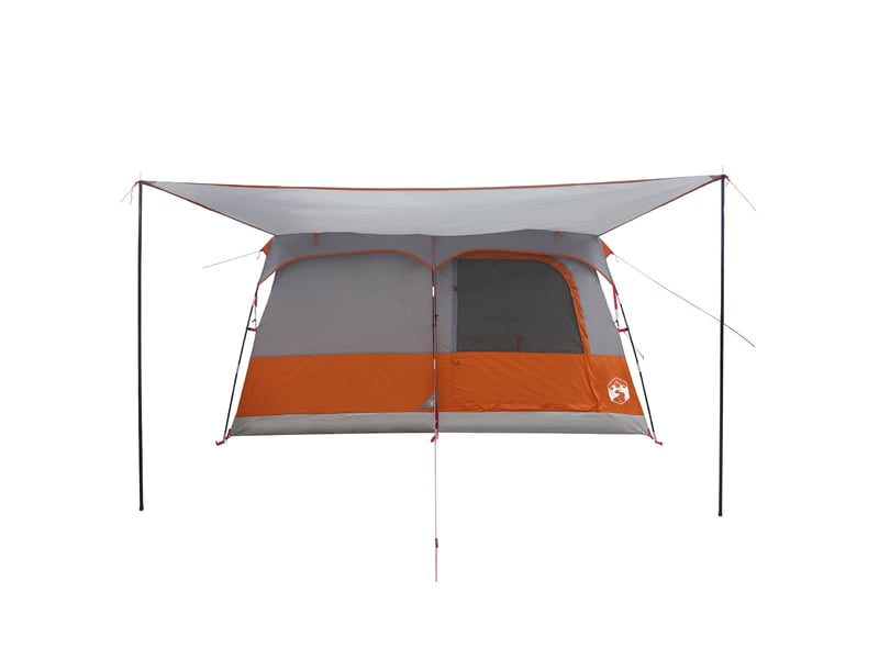 Tente de camping, tente familiale 6 personne gris et orange polyester - Conforama E