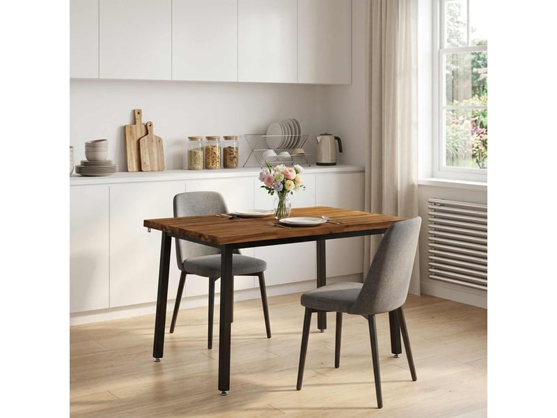 Table à manger moderne 120x70x75 cm bois d'acacia massif naturel et noir shl64244  - Conforama C