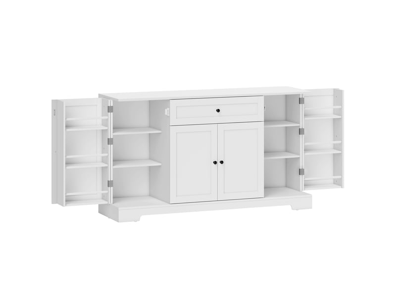  Buffet de cuisine avec tiroir, 4 portes soft-close et étagères réglables  - Conforama A