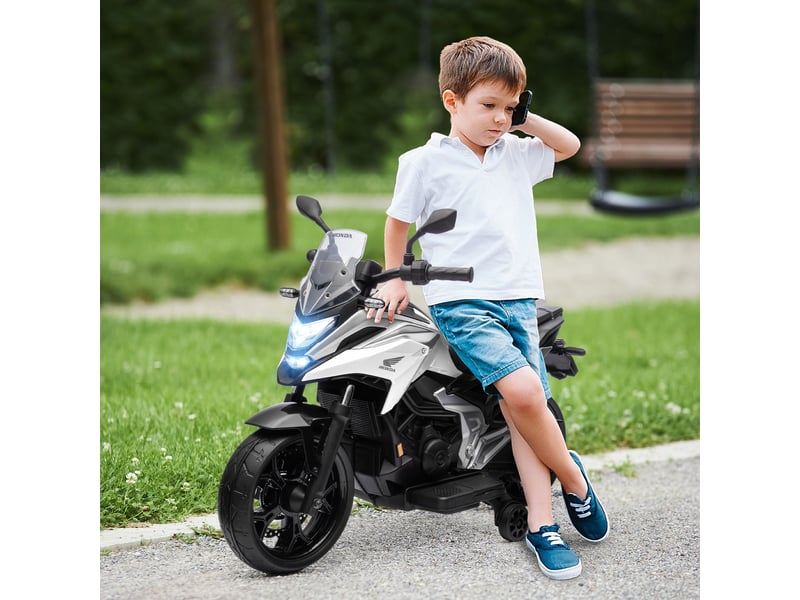  Moto électrique pour enfants, honda, 3 kmh, musique et lumières, 3-6 ans, jusqu'à 30 kg, blanche  - Conforama C