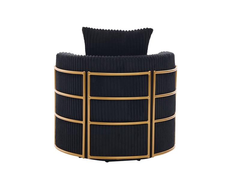  Fauteuils pivotants 76x79x78 cm, lot de 2, accoudoirs rembourrés, rangement sous assise, velours côtelé noir  - Conforama A