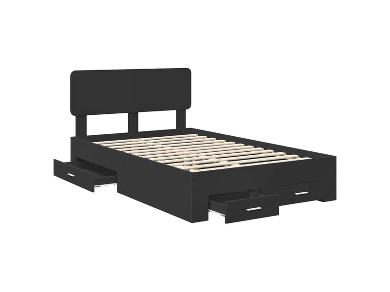  Lit adulte, lit semi-double, cadre de lit avec tiroir noir 135x190cm bois d'ingénierie cf4670  - Conforama E