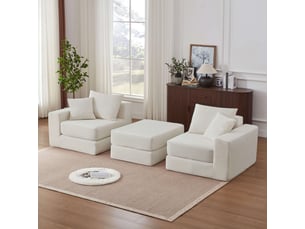 Canapé modulable 2 places 259 cm, convertible en canapé d’angle et lit d’appoint, tissu côtelé, base antidérapante