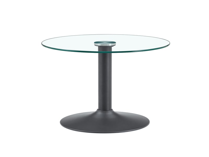  Table basse ronde avec plateau en verre trempé et piètement métal, style moderne, en verre et métal, noir, 70 × 45 cm  - Conforama A