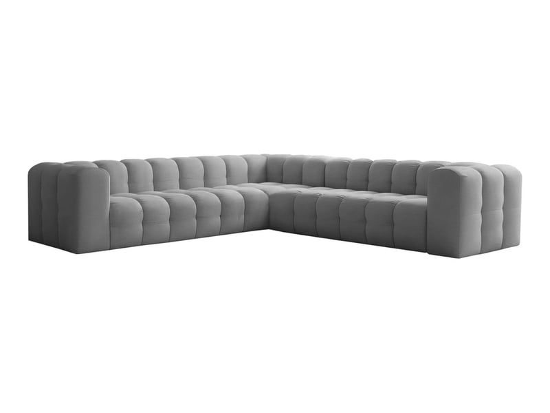 Canapé d'angle réversible miloe 6 places avec accoudoirs en velours - gris MILOE - Conforama A