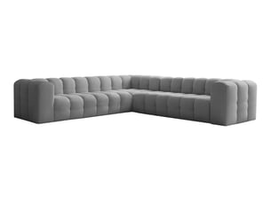 Canapé d'angle réversible fixe LOUNGITUDE MILOE 6 places Velours Gris