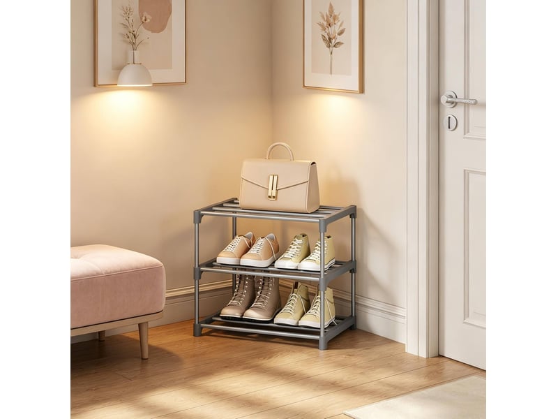  Range-chaussures 42x30x37 cm 3 niveaux métal gris  - Conforama C