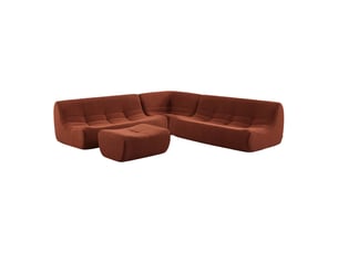 Canapé d'angle compressé réversible fixe 7 places Tissu Terracotta