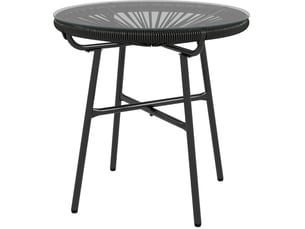 Table d’appoint de jardin 50x50x50 cm style bohème verre trempé métal noir