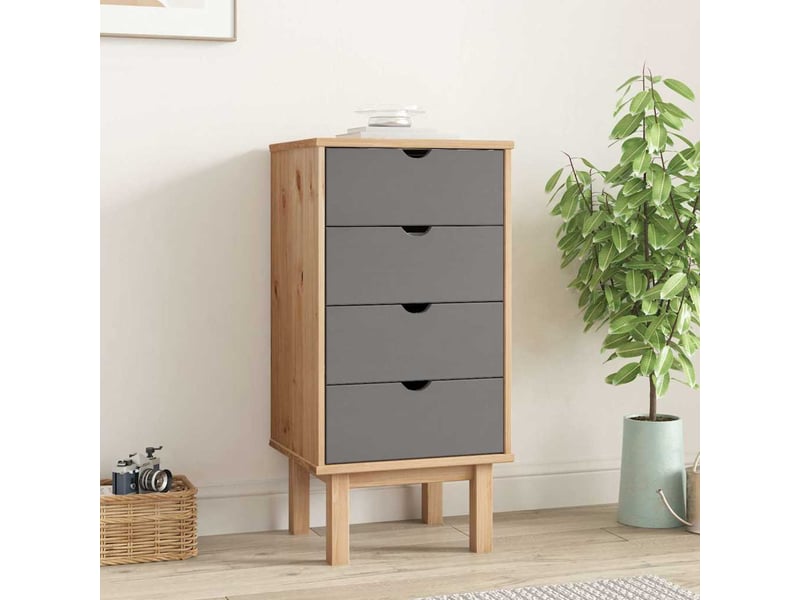  Commode, armoire à tiroirs bureau otta marron et gris 45x39x90 cm bois de pin massif  - Conforama B