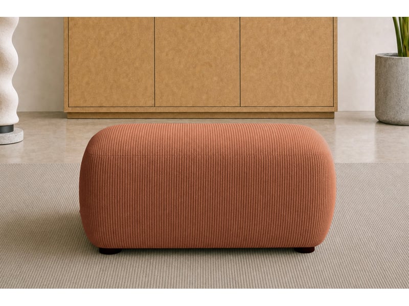  Portofino - pouf en petit velours côtelé terracotta 105x57x40  - Conforama E