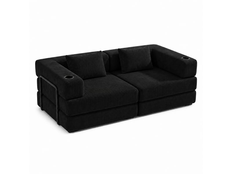  Canapé-lit pliable sans cadre, en tissu velours  - Conforama A