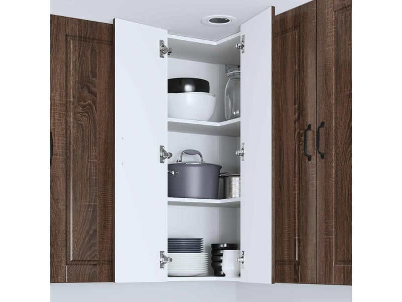  Meuble mural de cuisine, armoire d'angle cuisine porto chêne brun 57x57x100cm  - Conforama D