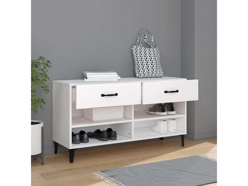  Meuble à chaussure | armoire à chaussures blanc 102x35x55 cm bois d'ingénierie  - Conforama C