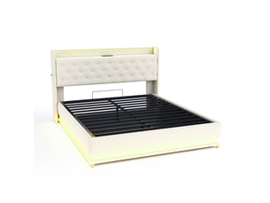 Lit coffre 160x200 cm    coloris beige