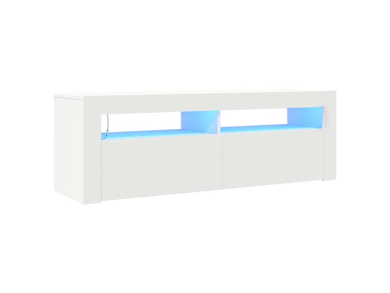  Meuble tv - banc tv - meuble de rangement avec lumières led blanc 120x35x40 cm  - Conforama A