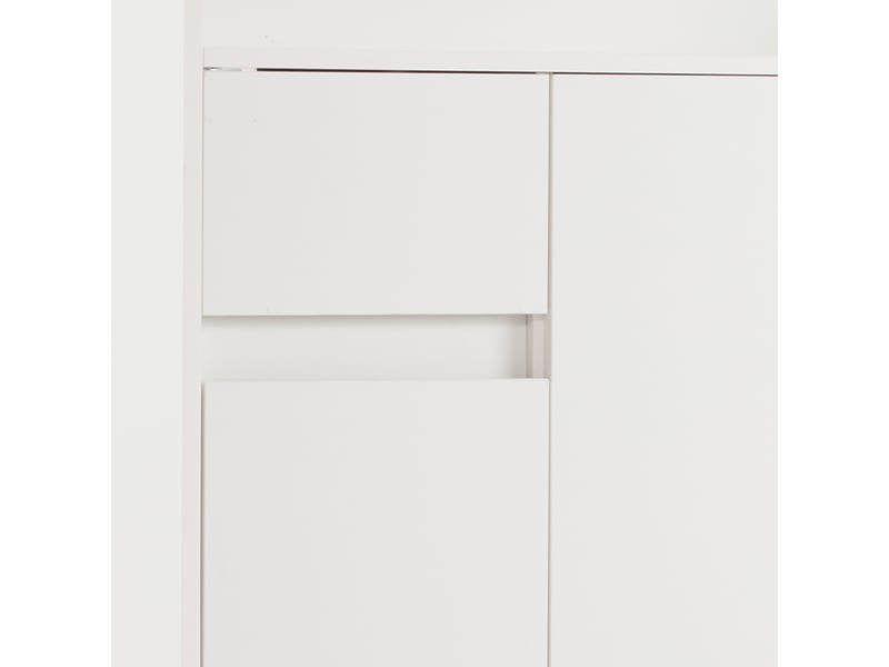  Meuble à chaussures 90x35x99 cm, armoire de rangement blanche avec étagères modulables, design contemporain pour entrée ou salon, poids 35,2 kg  - Conforama W