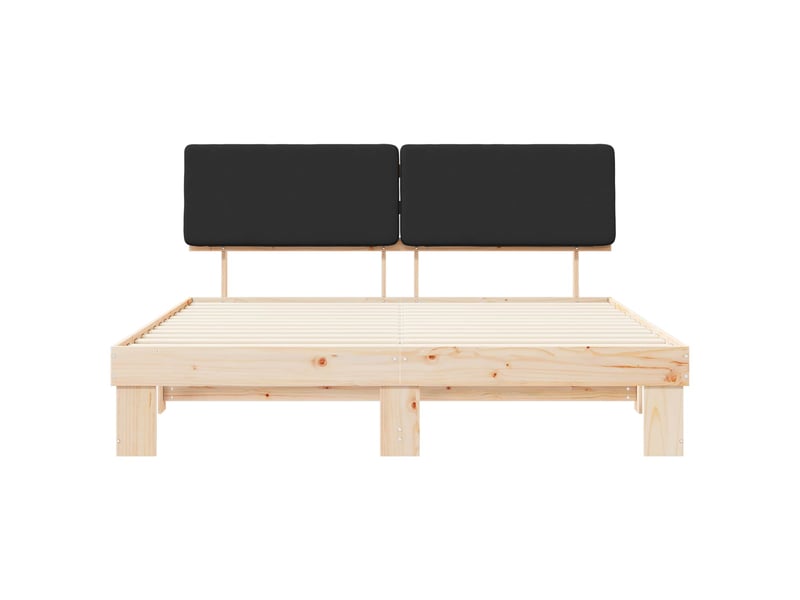  Lit double- lit adulte -  cadre de lit avec tête de lit rembourrée noir 200 x 200 cm  - Conforama D