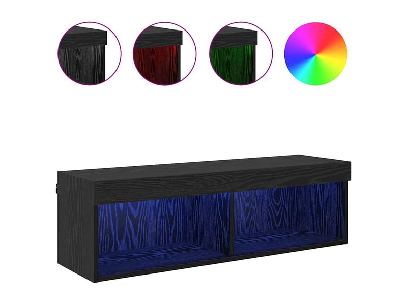 Meuble tv - banc tv - meuble de rangement mural 100 x 30 x 30 cm chêne noir bois d'ingénierie - Conforama D