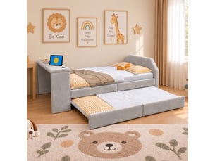 Lit gigogne 90x200 cm <strong>MERAX</strong> <strong></strong> coloris gris