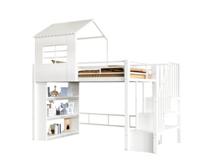 Lit mezzanine 90x200 cm <strong>HAVRYA</strong>  <strong></strong> coloris blanc